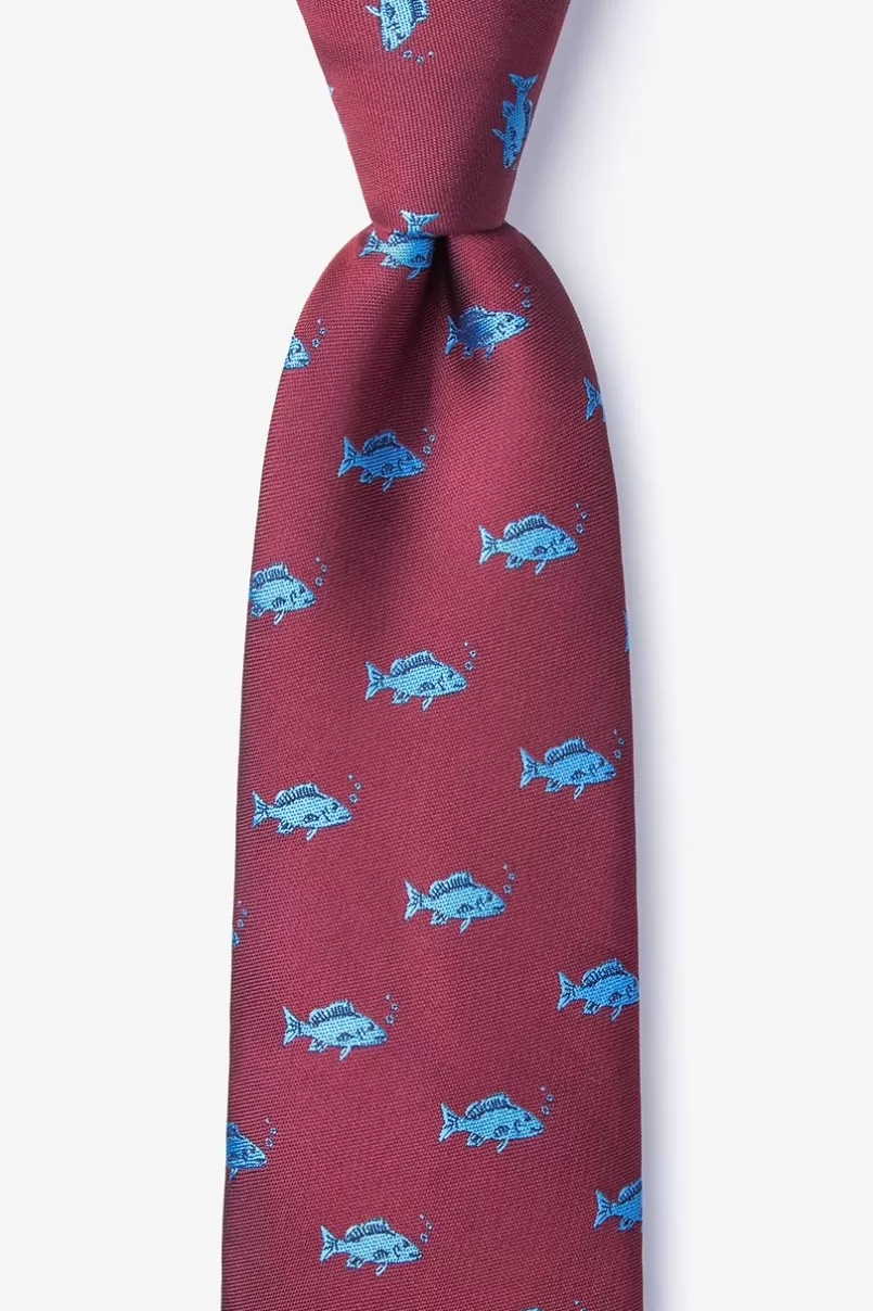 Ties Fish Extra Long Tie Burgundy Outlet