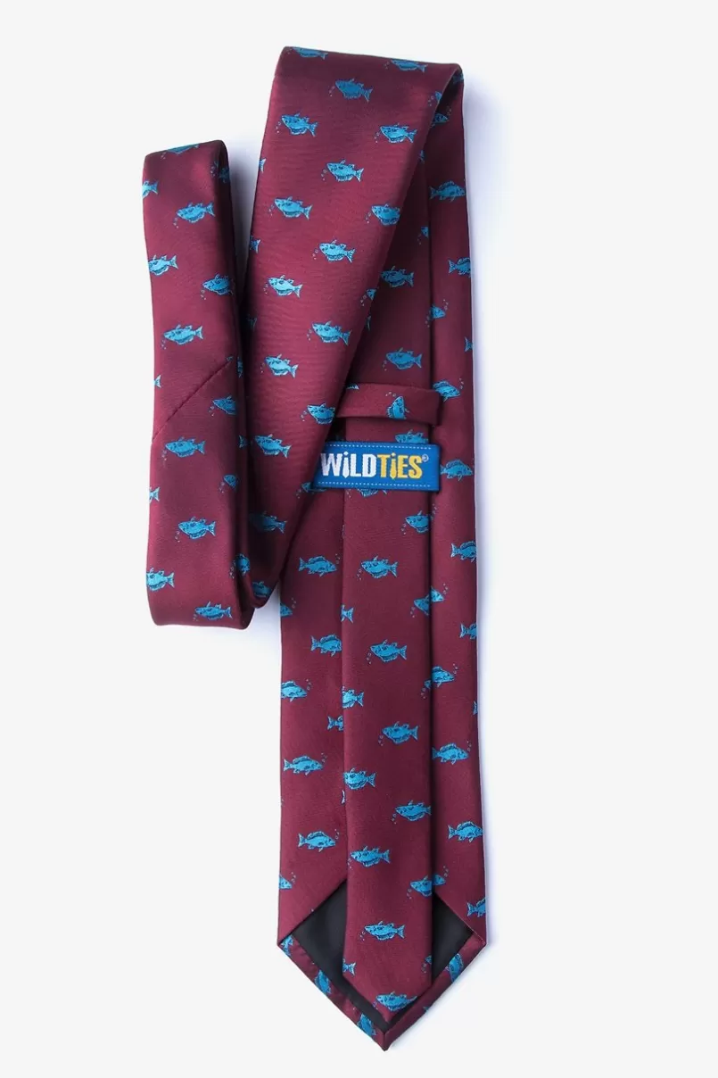 Ties Fish Extra Long Tie Burgundy Outlet