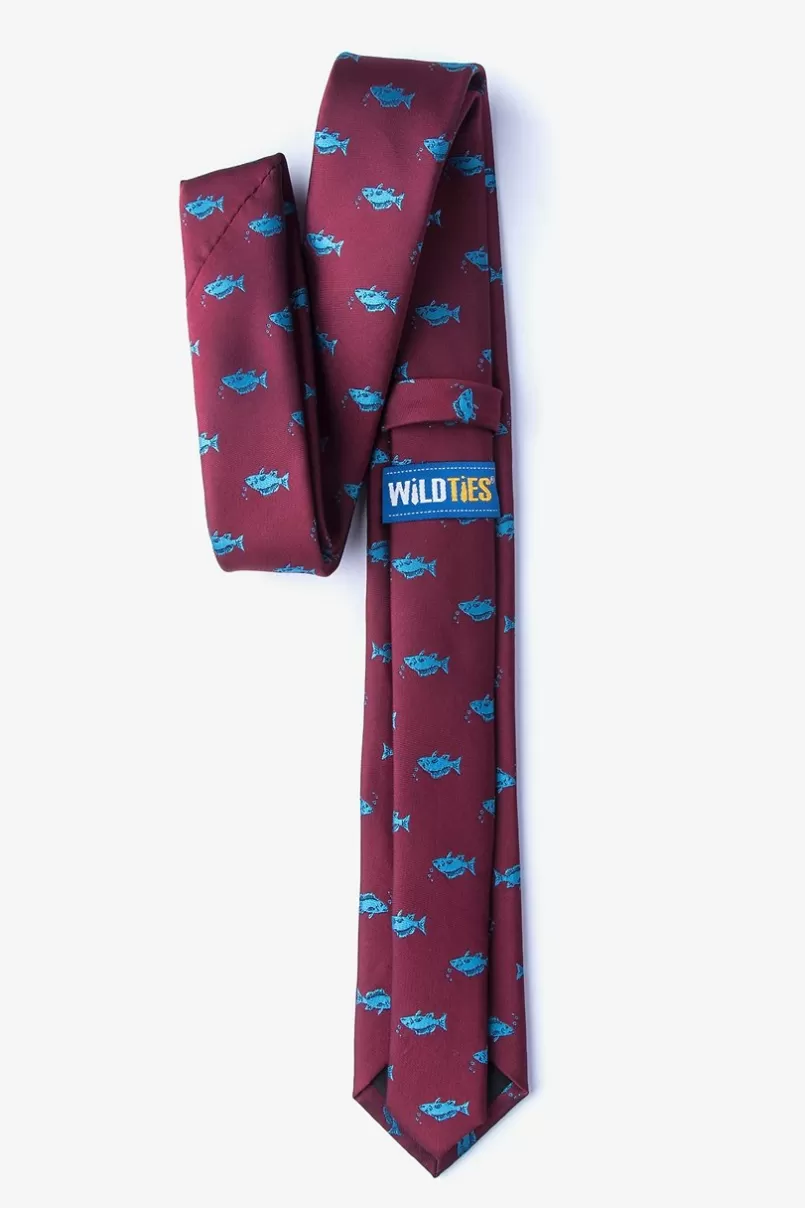 Ties Fish Skinny Tie Burgundy Clearance