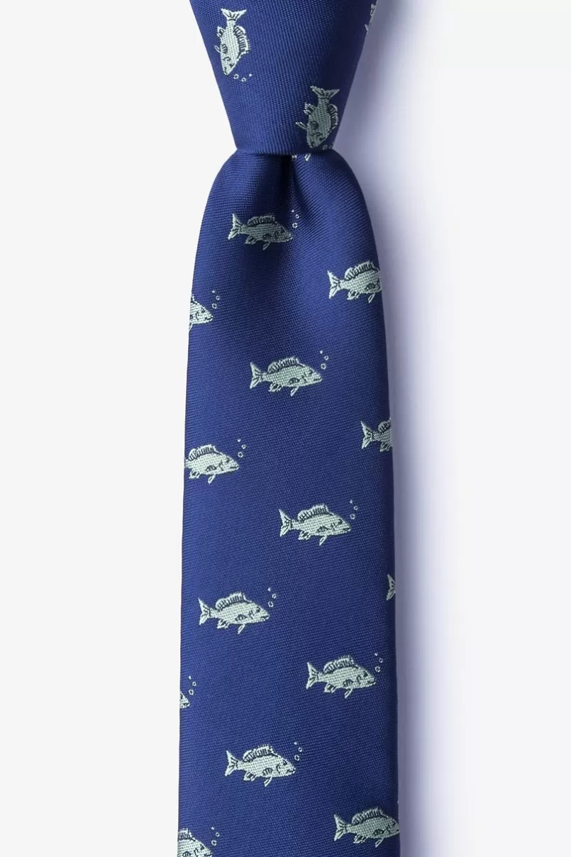 Ties Fish Navy Blue Skinny Tie NavyBlue Cheap