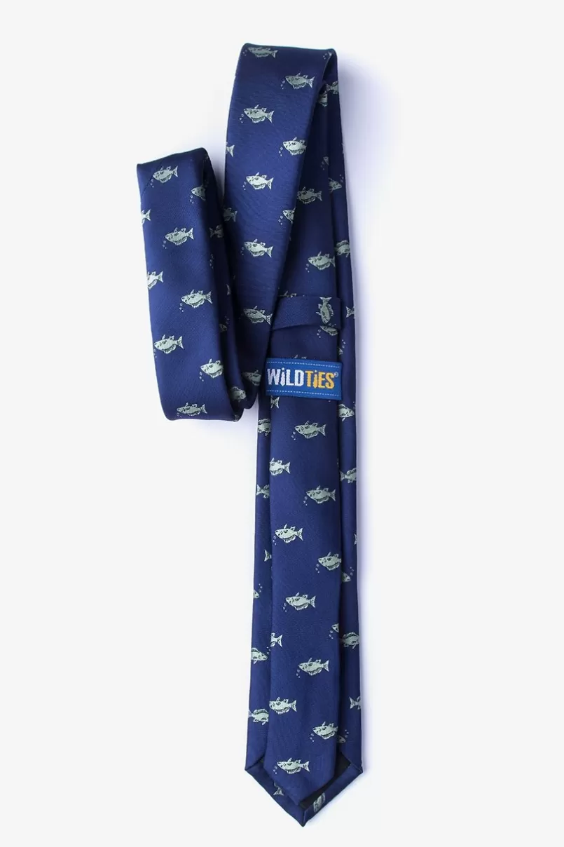 Ties Fish Navy Blue Skinny Tie NavyBlue Cheap