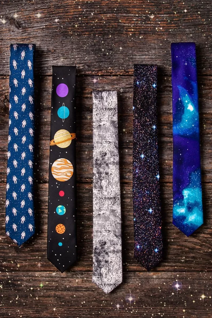 Ties Floating Astronauts Navy Blue Skinny Tie Discount