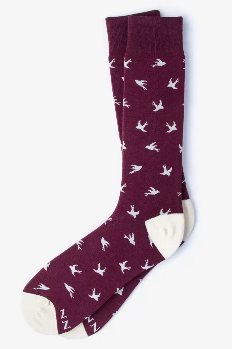 Ties Flying Bird Maroon Sock Discount