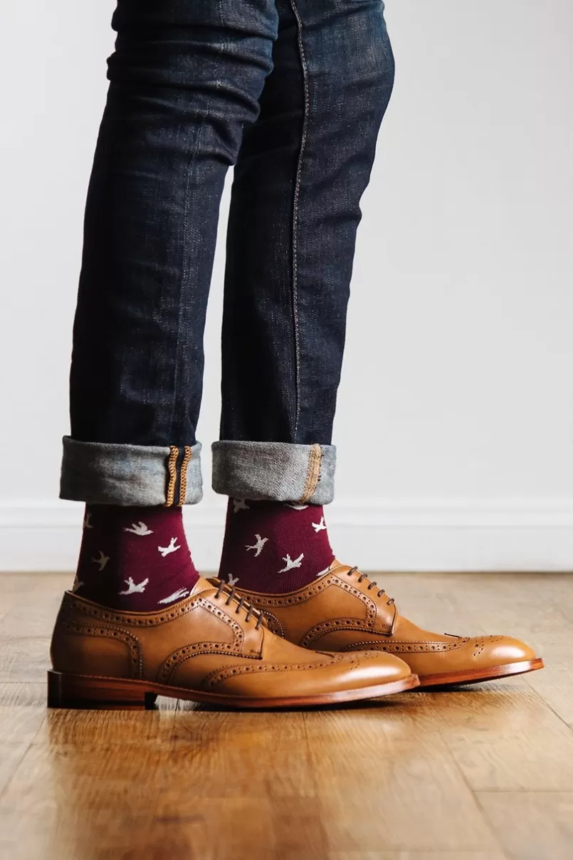 Ties Flying Bird Maroon Sock Discount