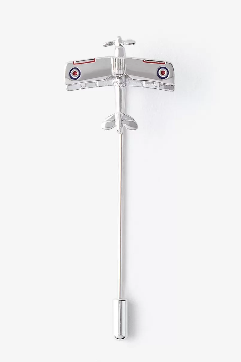 Ties Flying plane Silver Lapel Pin Discount