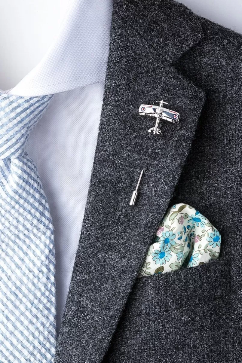 Ties Flying plane Silver Lapel Pin Discount