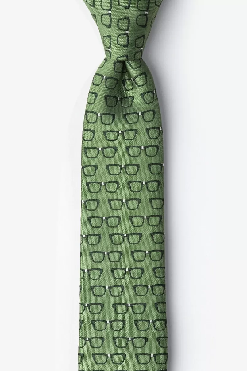 Ties Four Eyes Olive Skinny Tie Hot