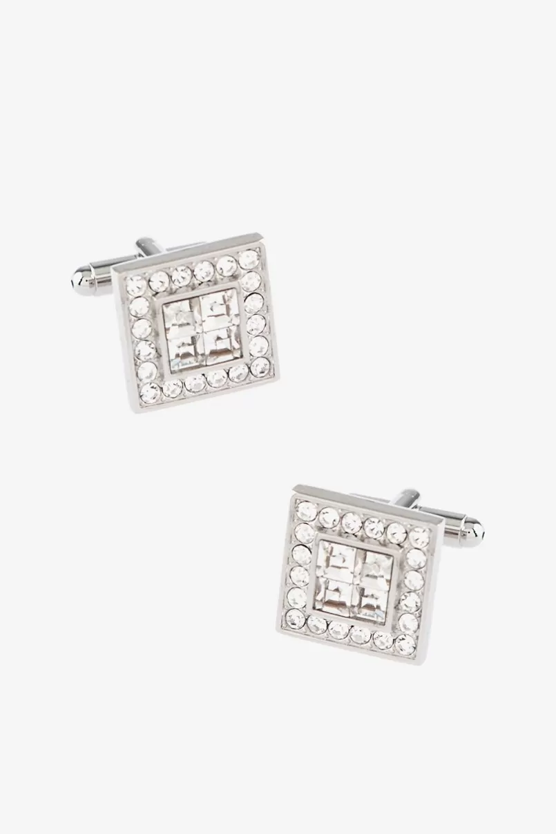 Ties Framed Four Clear Silver Cufflinks Sale