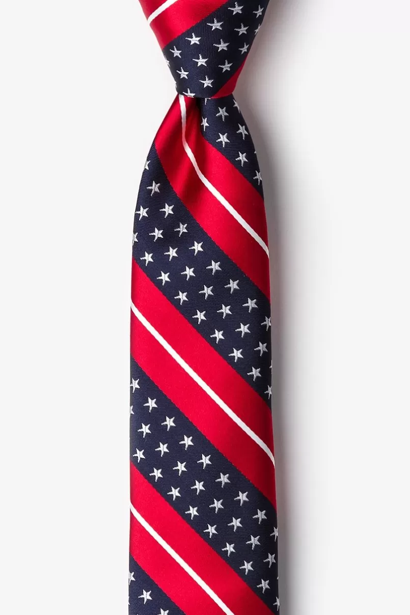 Ties Freedom Stripe Red Skinny Tie Clearance