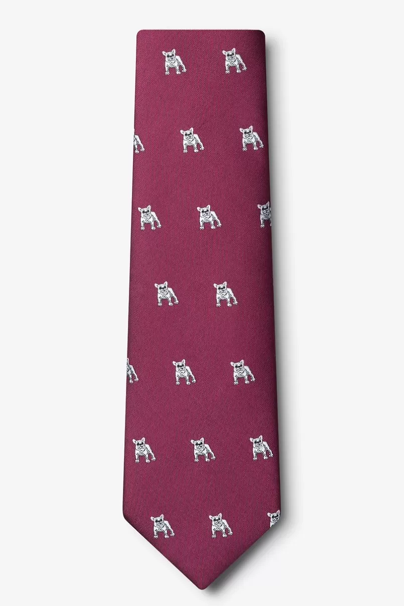 Ties French Bulldog Burgundy Extra Long Tie Cheap