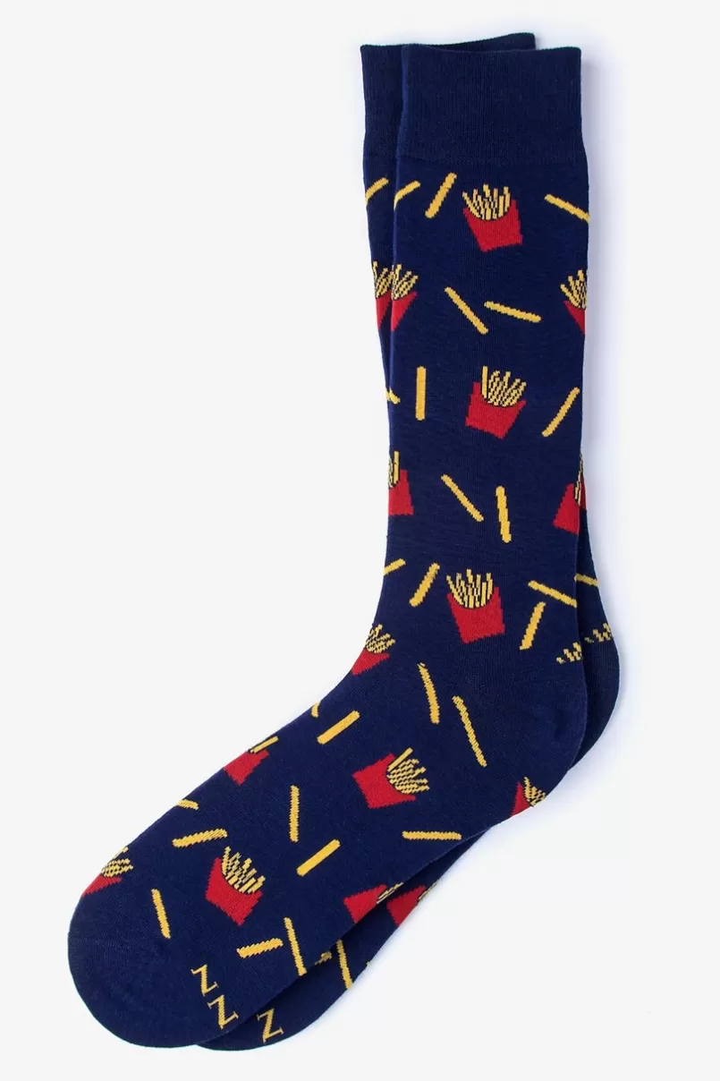 Ties French Fries Navy Blue Sock Flash Sale
