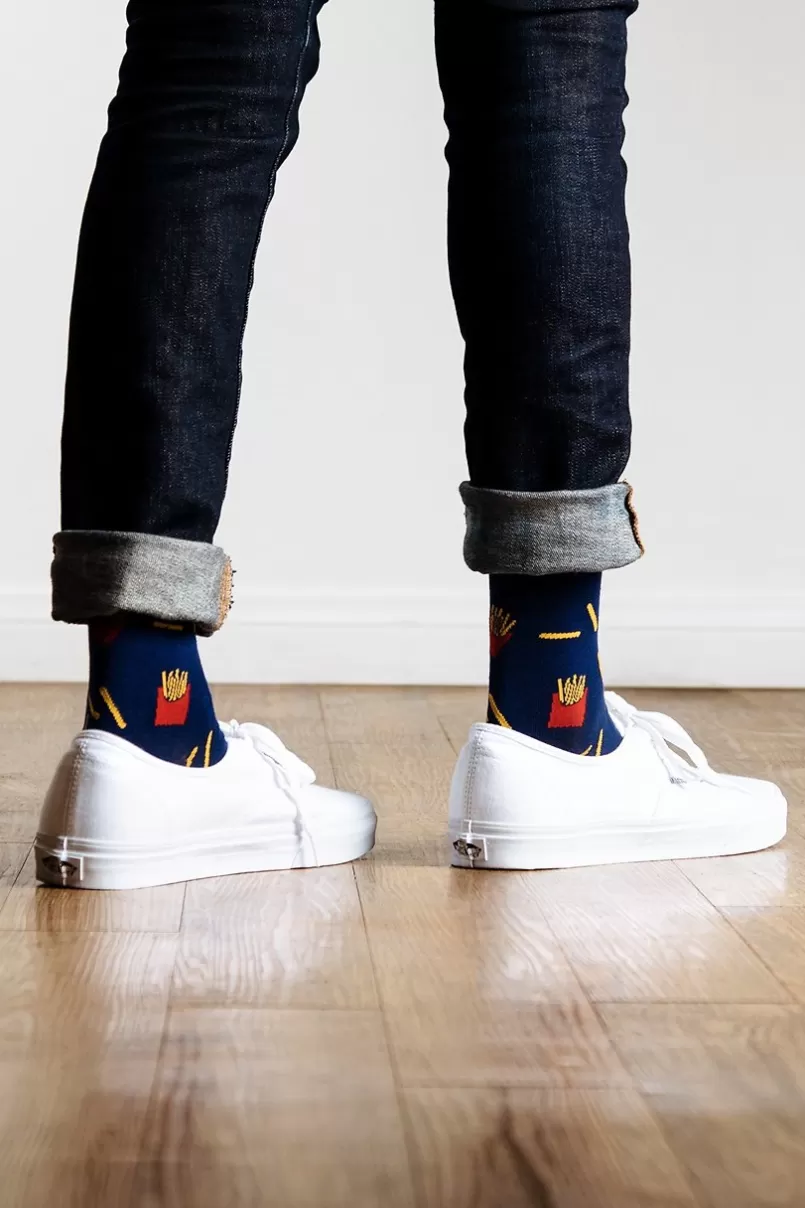 Ties French Fries Navy Blue Sock Flash Sale