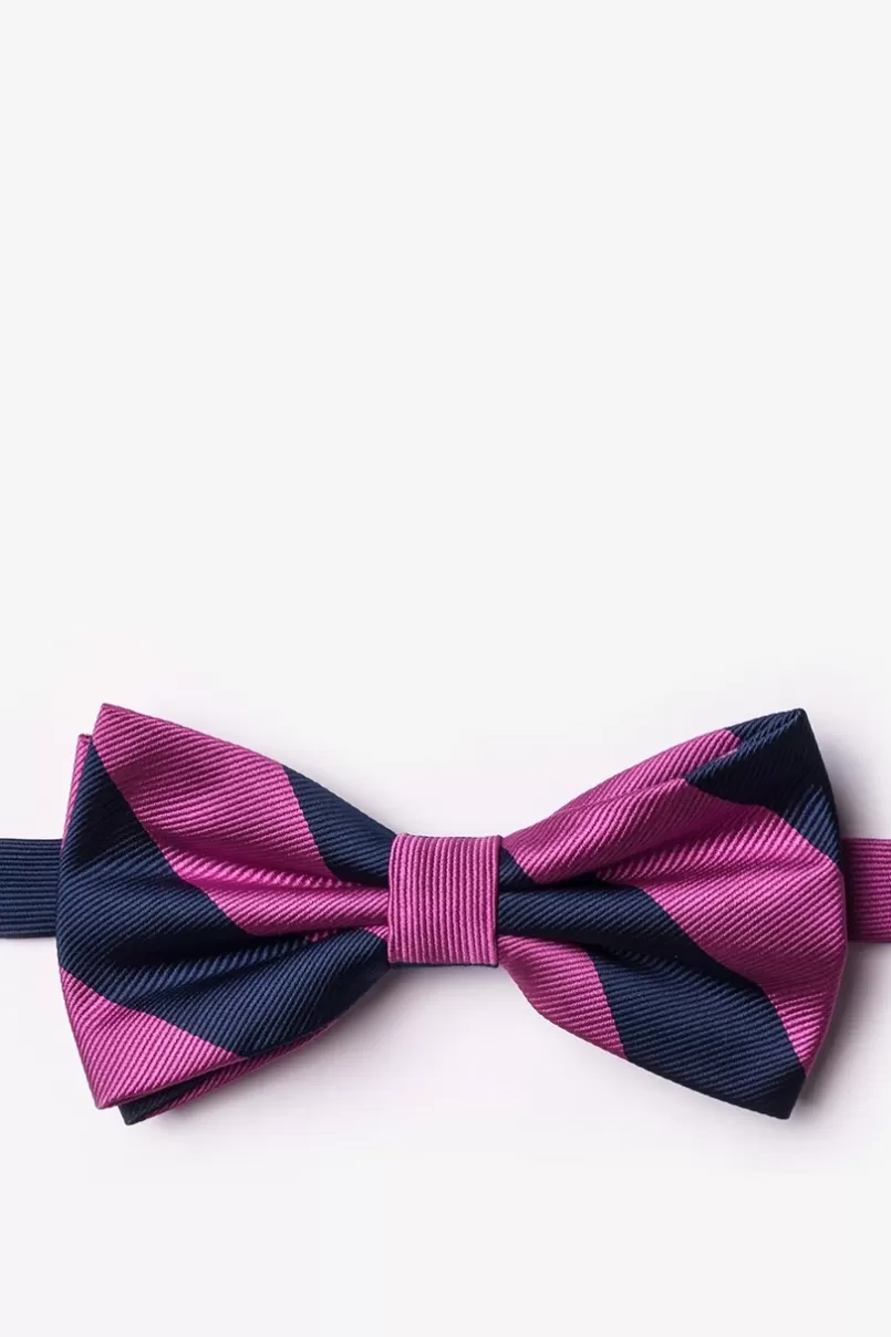 Ties Fuchsia & Navy Stripe Pre-Tied Bow Tie Fuchsia&NavyBlue New