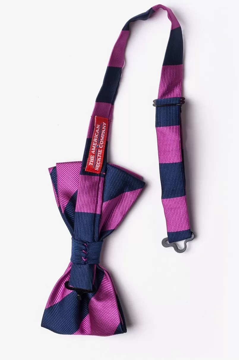 Ties Fuchsia & Navy Stripe Pre-Tied Bow Tie Fuchsia&NavyBlue New