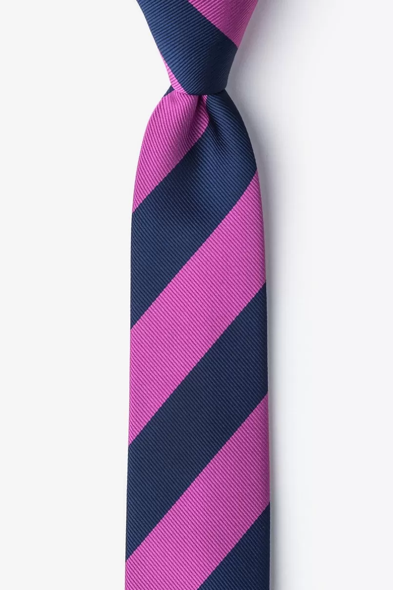 Ties Fuchsia & Navy Stripe Skinny Tie Fuchsia&NavyBlue Sale