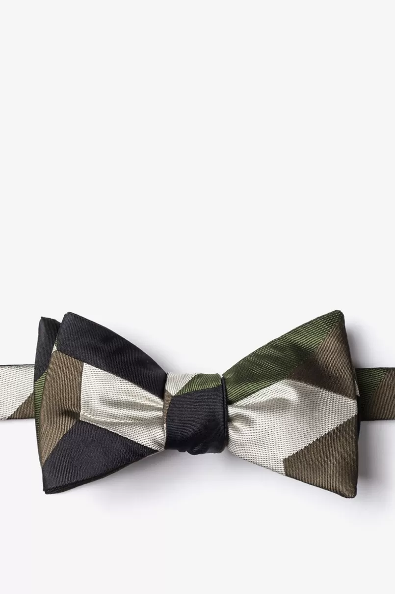 Ties Geometric Camo Green Self-Tie Bow Tie Flash Sale