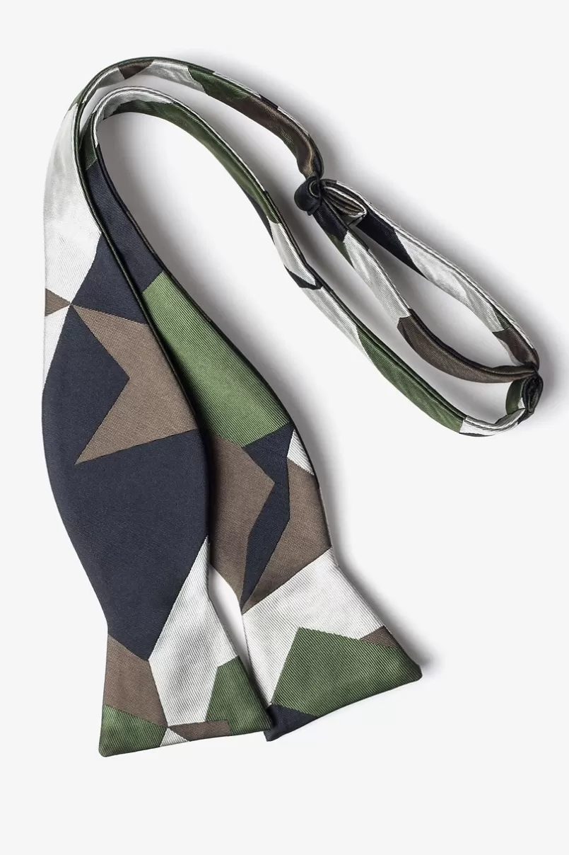 Ties Geometric Camo Green Self-Tie Bow Tie Flash Sale