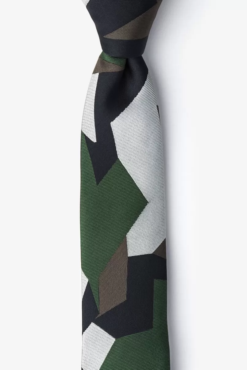 Ties Geometric Camo Green Skinny Tie Discount