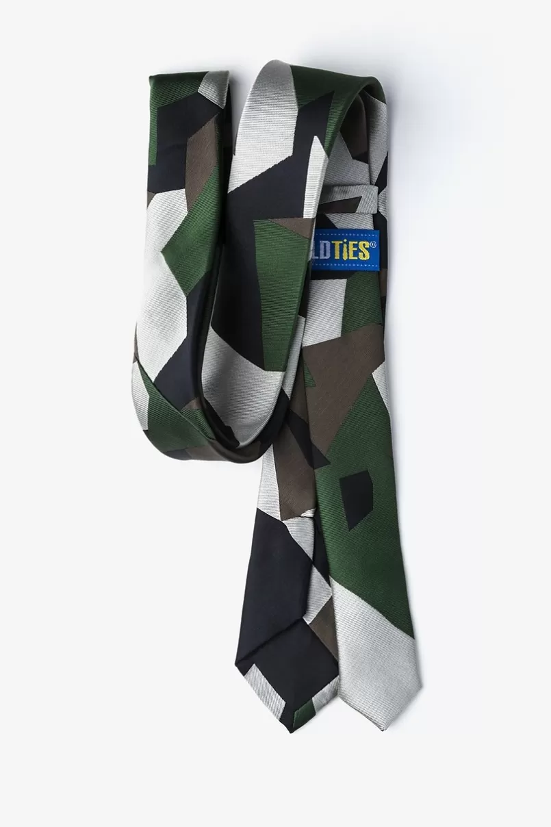 Ties Geometric Camo Green Skinny Tie Discount