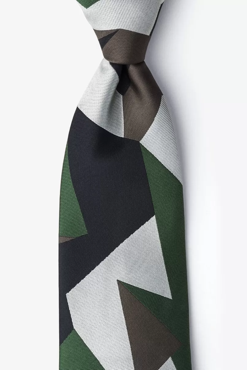 Ties Geometric Camo Green Tie Hot