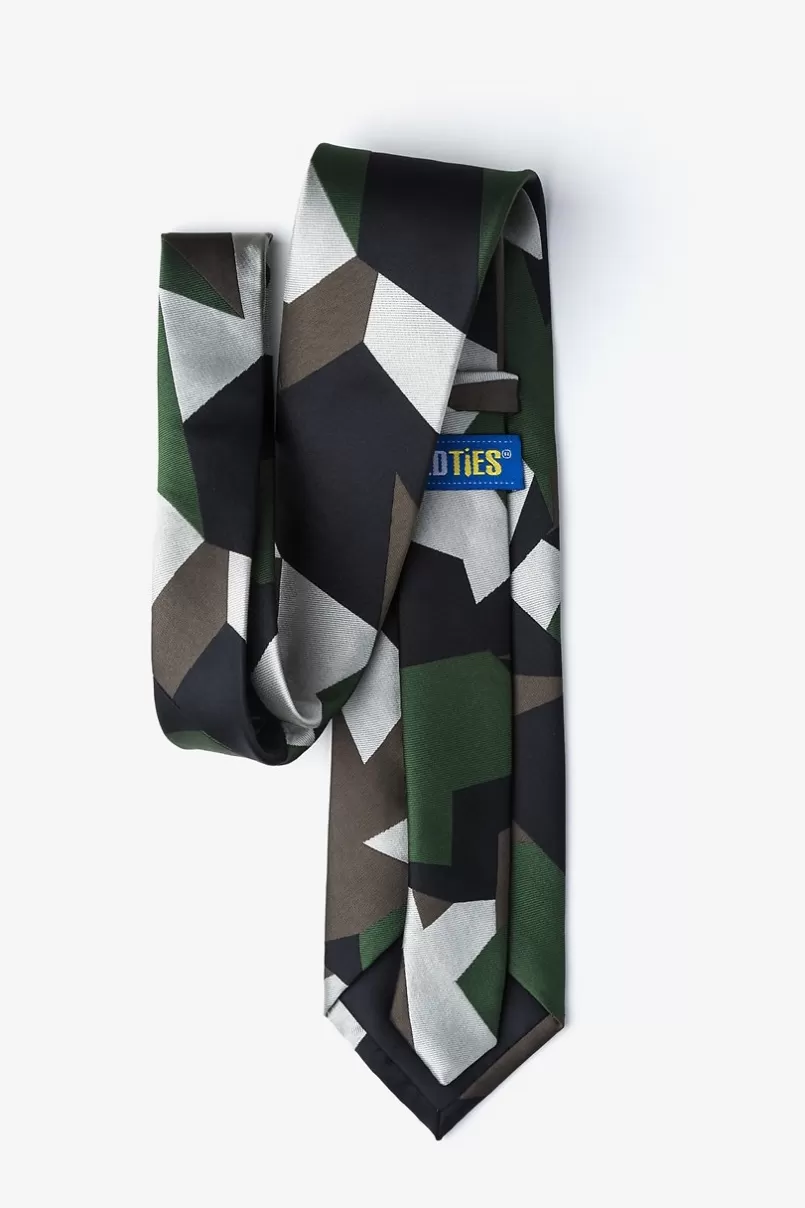 Ties Geometric Camo Green Tie Hot
