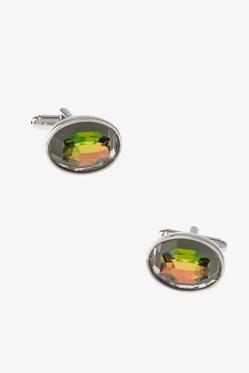 Ties Glittering Iridescent Oval Multicolor Cufflinks Clearance