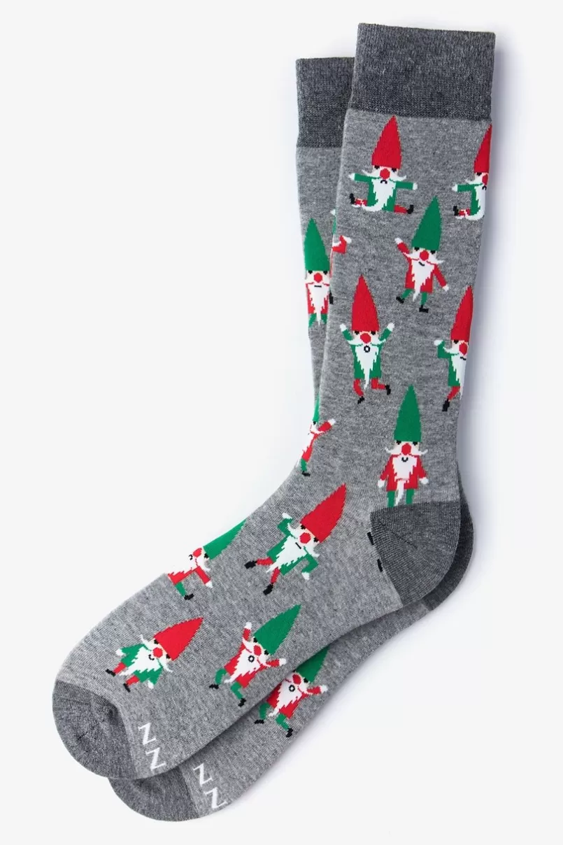 Ties Gnome Heather Gray Sock HeatherGray New