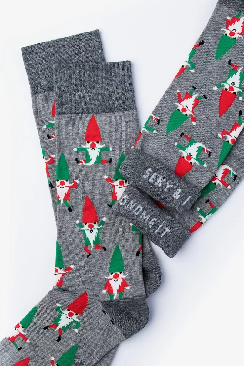 Ties Gnome Heather Gray Sock HeatherGray New