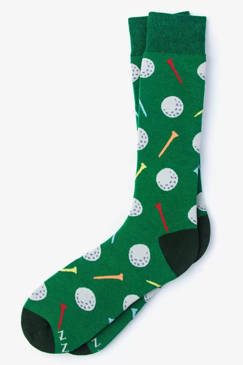 Ties Golf Balls and Tees Sock Green Fashion