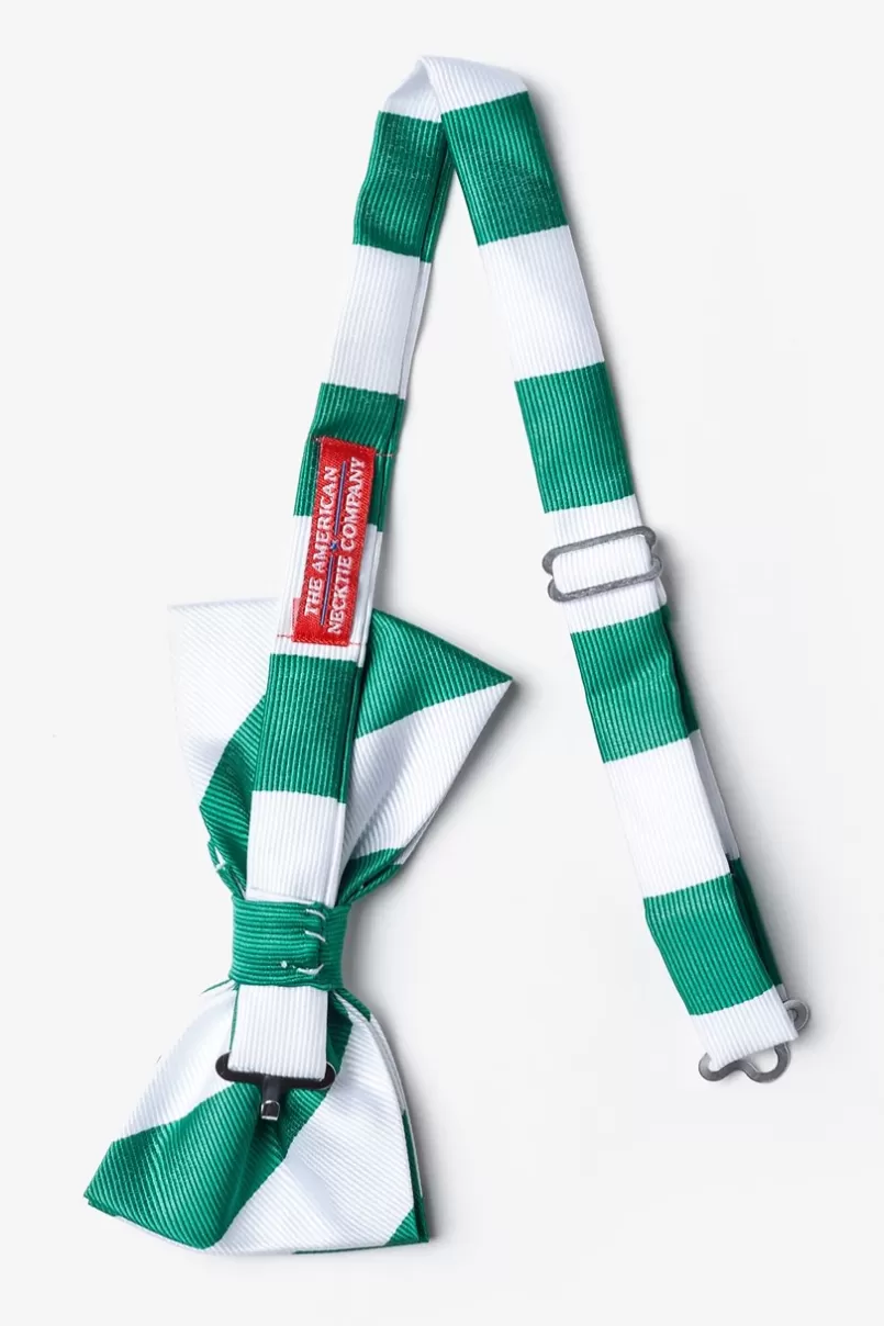 Ties Green & White Stripe Pre-Tied Bow Tie Green&White Best