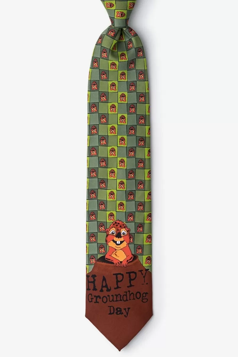 Ties Groundhog Day Green Tie Flash Sale