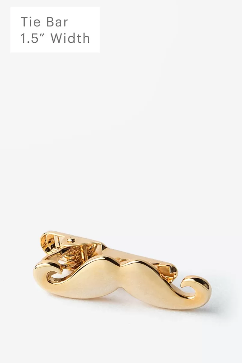 Ties Handlebar Mustache Tie Bar Gold Clearance