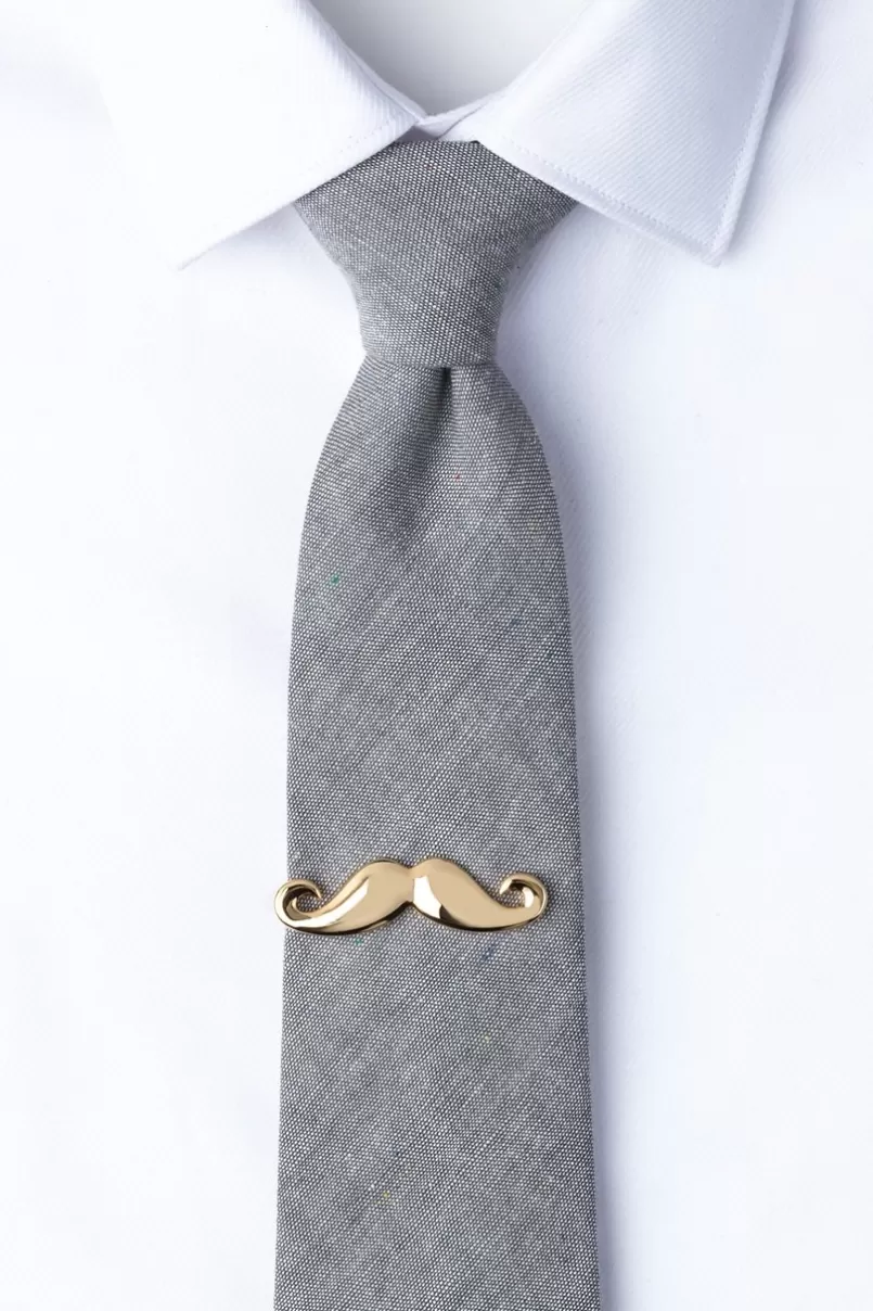 Ties Handlebar Mustache Tie Bar Gold Fashion