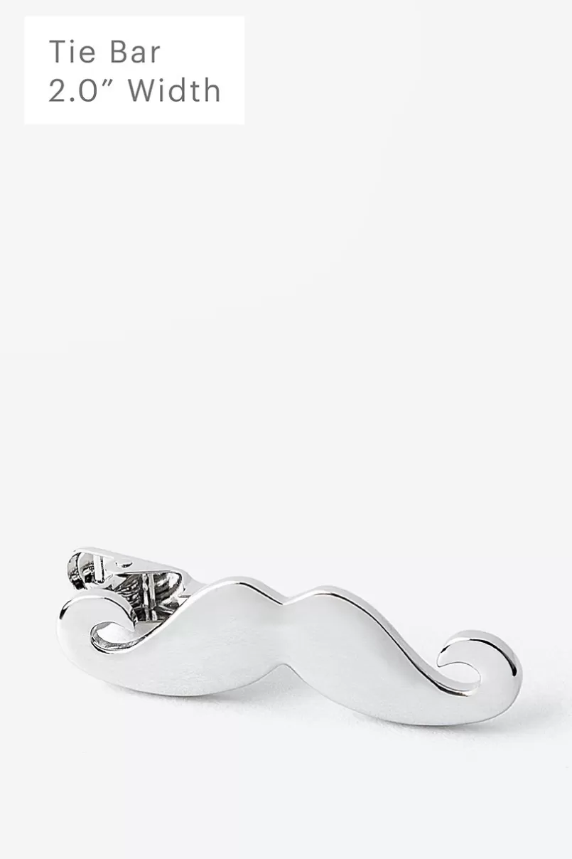 Ties Handlebar Mustache Tie Bar Silver Cheap