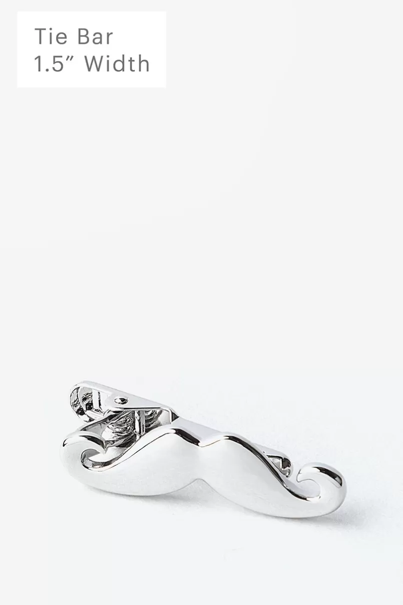 Ties Handlebar Mustache Tie Bar Silver Shop