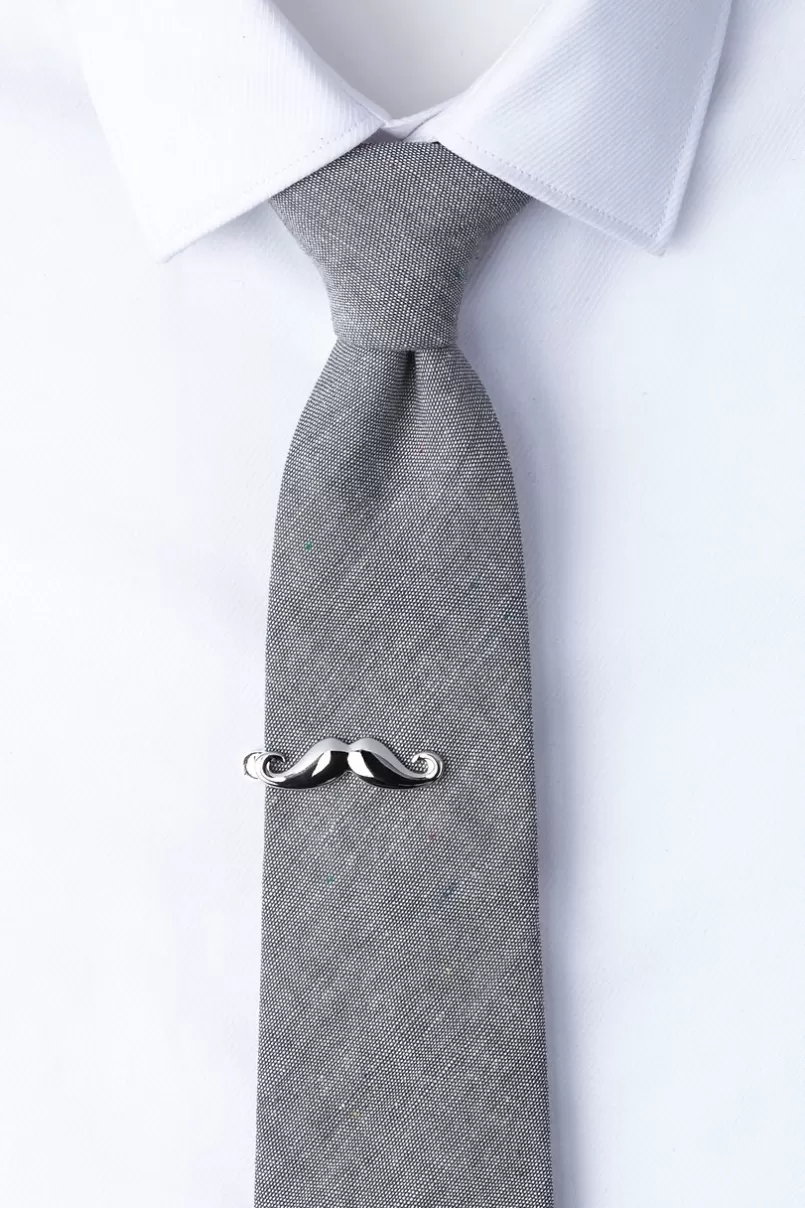 Ties Handlebar Mustache Tie Bar Silver Cheap
