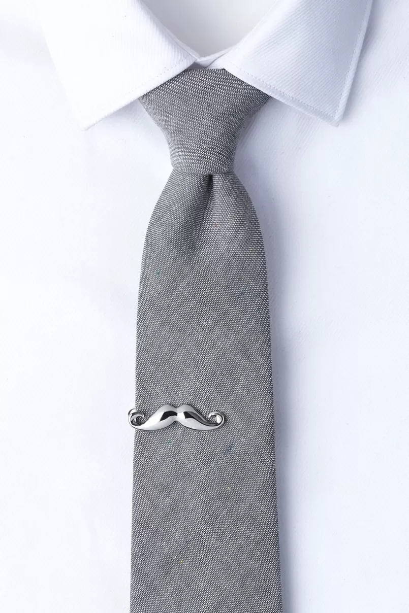 Ties Handlebar Mustache Tie Bar Silver Shop