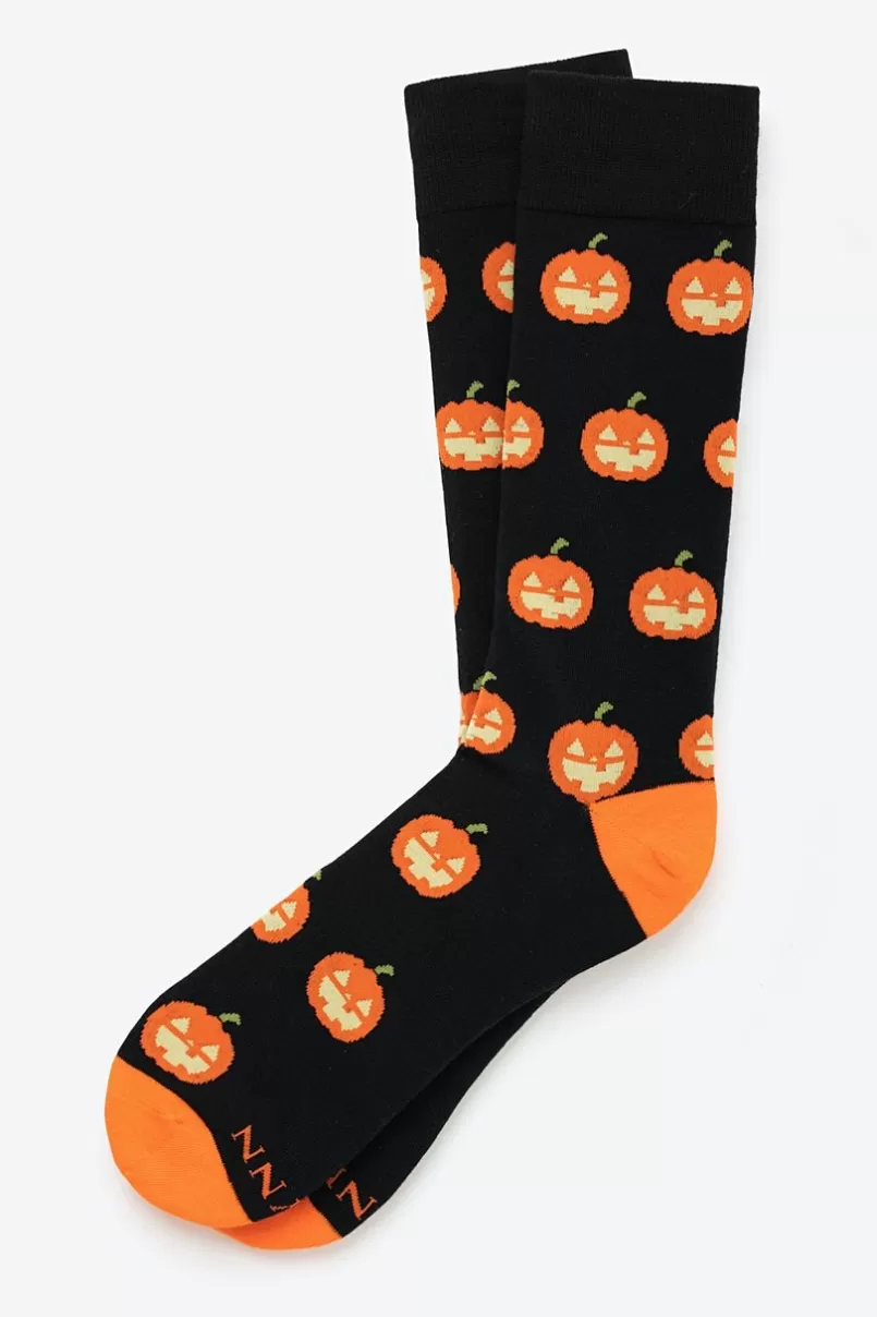 Ties Happy Halloween Jack O Lanterns Black Sock Hot