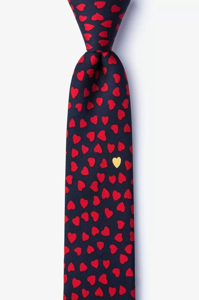Ties Heart of Gold Navy Blue Skinny Tie Hot