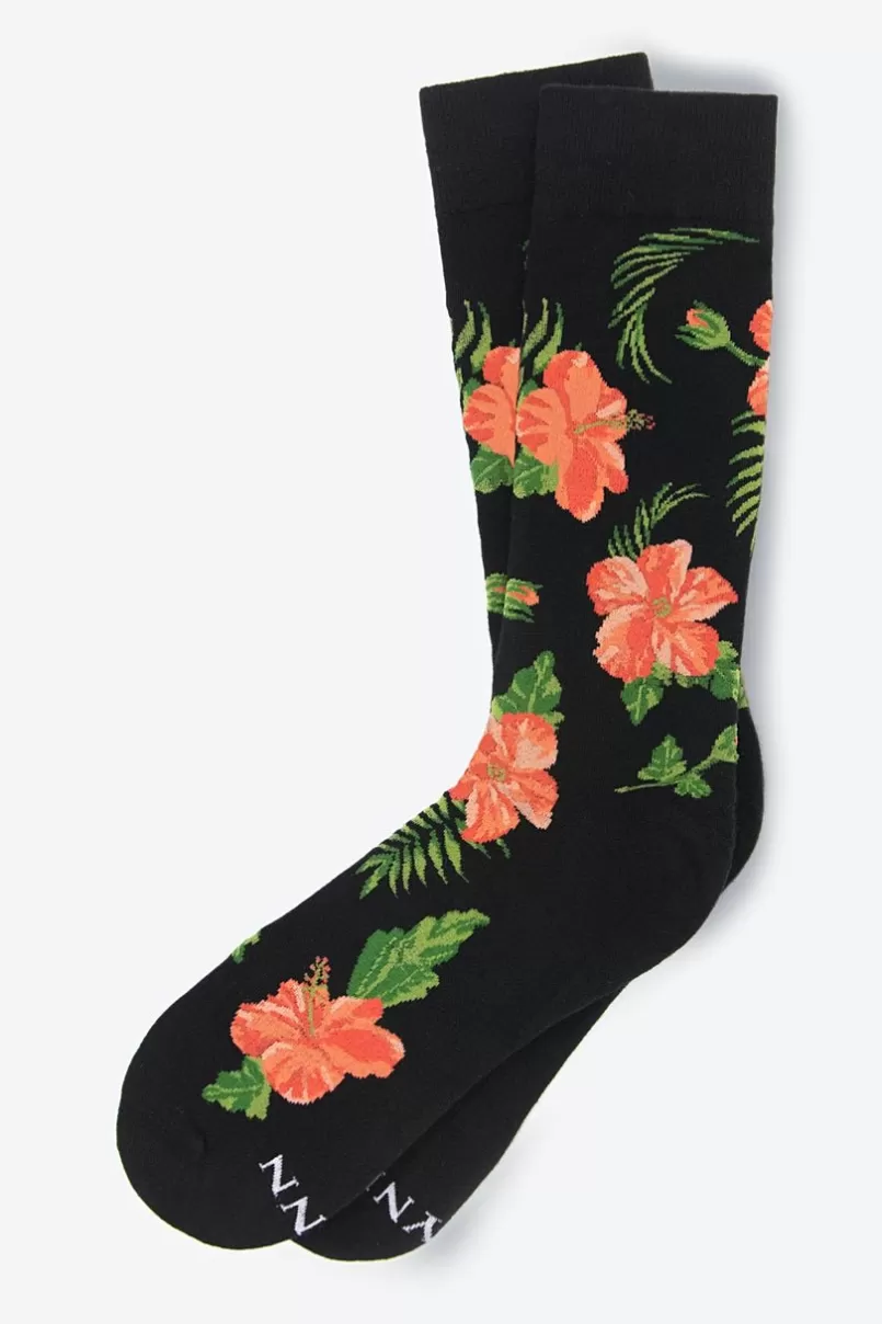 Ties Hibiscus Floral Sock Black Best