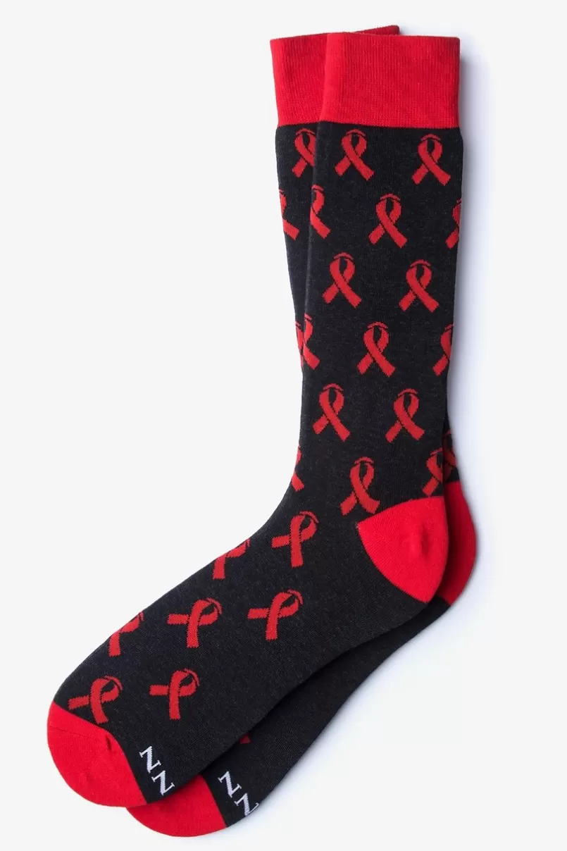 Ties HIV/AIDS Awareness Black Sock Online