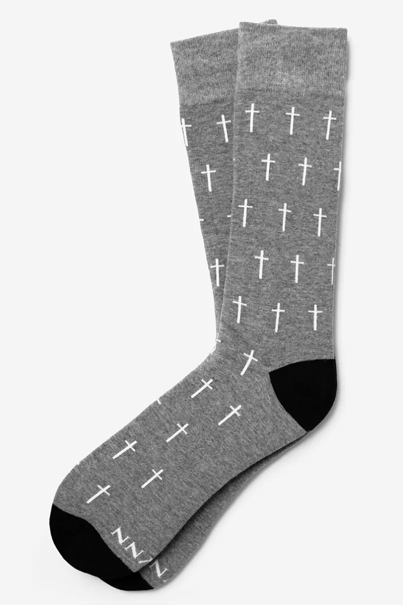Ties Holy Cross Heather Gray Sock Flash Sale