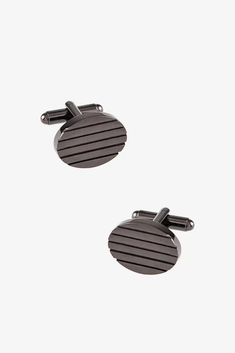 Ties Horizontal Grooves Gunmetal Cufflinks Cheap