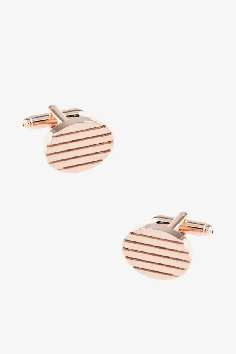Ties Horizontal Grooves Rose Gold Cufflinks Clearance