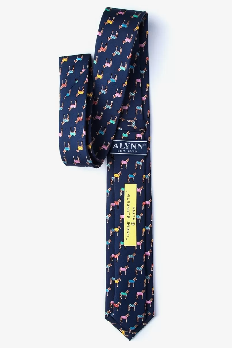 Ties Horse Blanket Navy Blue Skinny Tie Best Sale