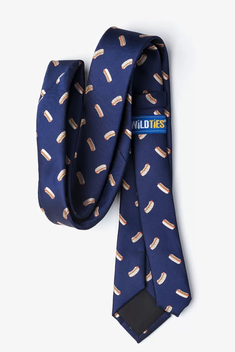 Ties Hot Dogs Navy Blue Skinny Tie Cheap