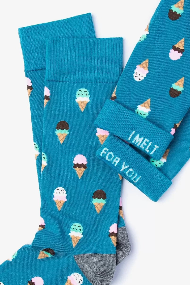 Ties Ice Cream Cone Sock Blue Flash Sale