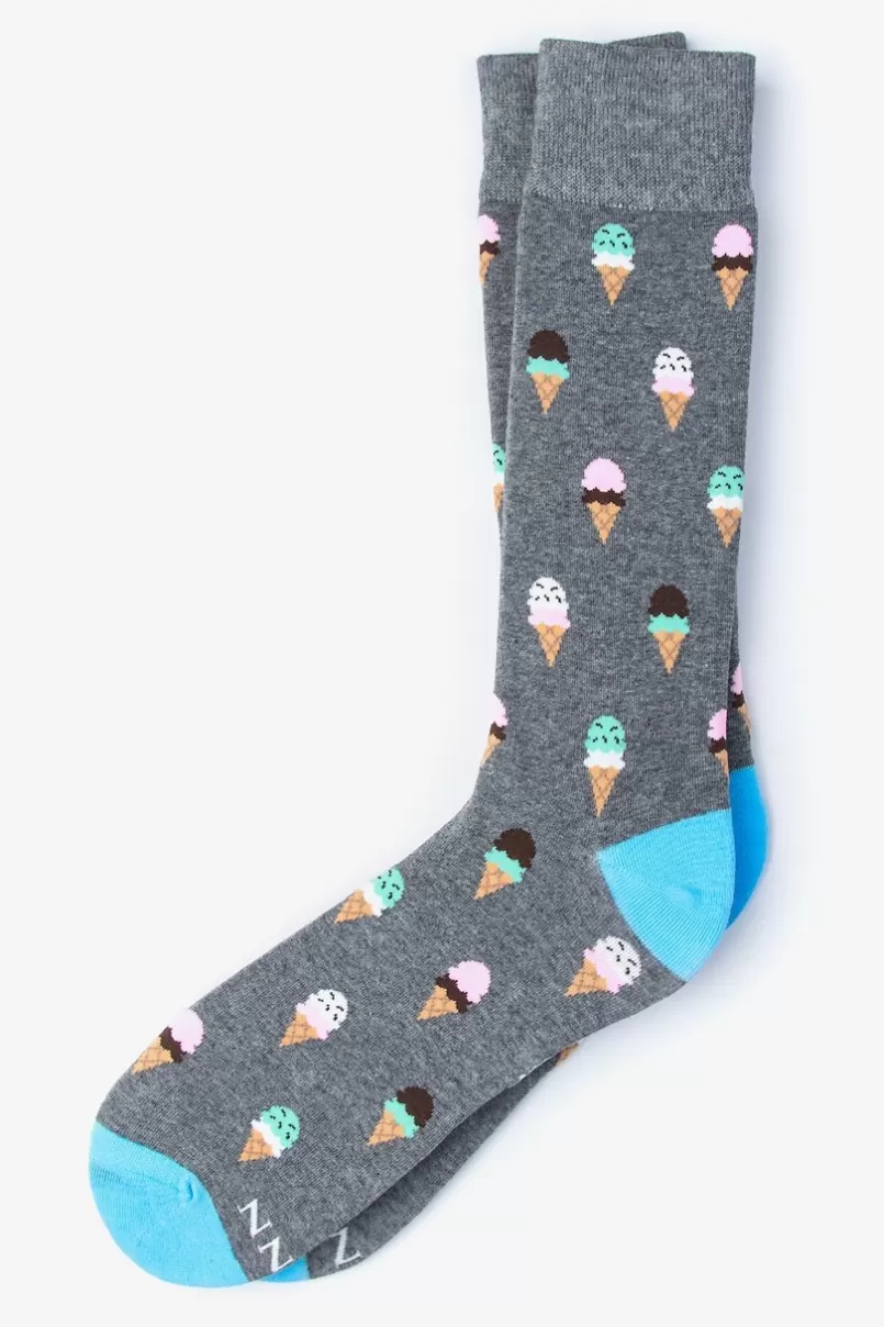 Ties Ice Cream Cone Sock Gray Outlet