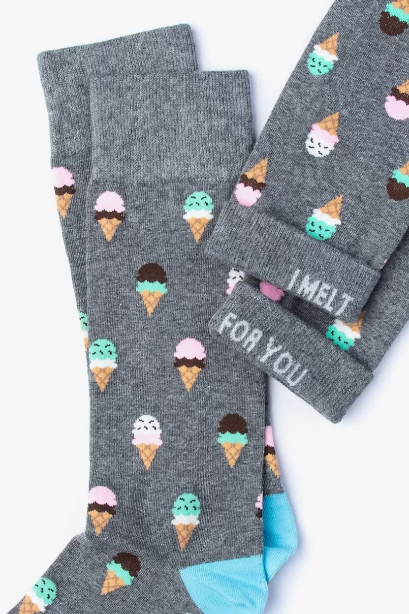 Ties Ice Cream Cone Sock Gray Outlet