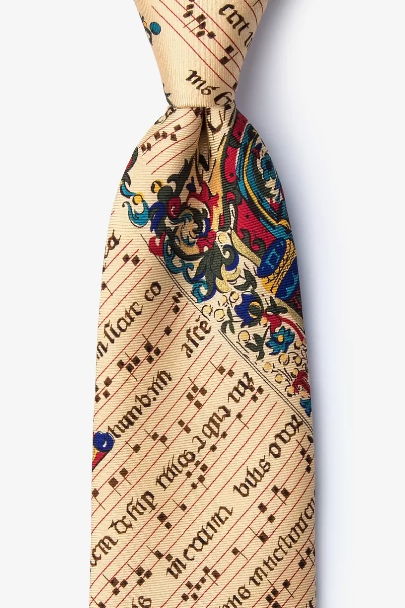 Ties Illuminated Music Score Beige Tie Cheap